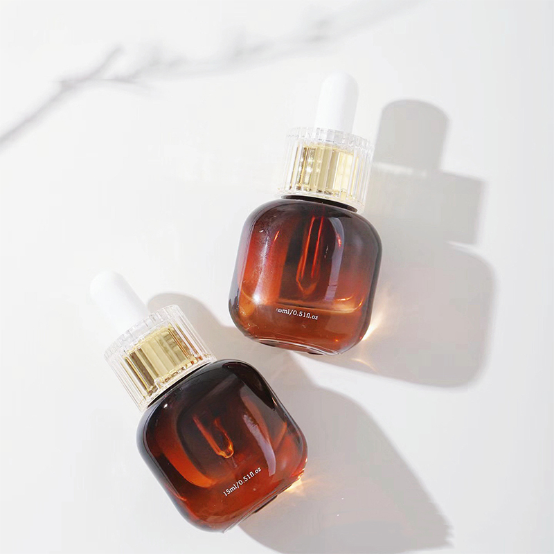Bursztynowe czarne szklane butelki z zakraplaczem do higieny osobistej