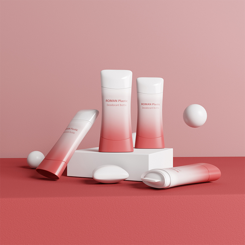Pusty plastikowy pojemnik na dezodorant w sztyfcie o pojemności 75 ml, skręcany w formie żelu z filtrem przeciwsłonecznym w sztyfcie