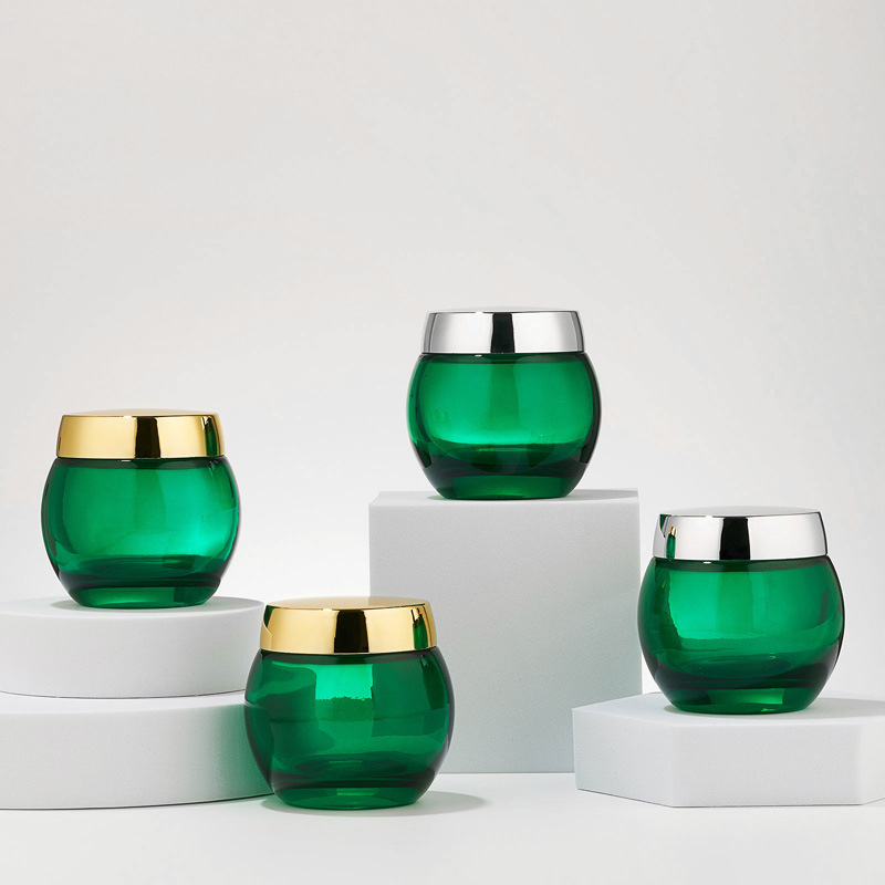 Zielony przezroczysty szklany słoik kosmetyczny Pusty słoik po balsamie do ciała