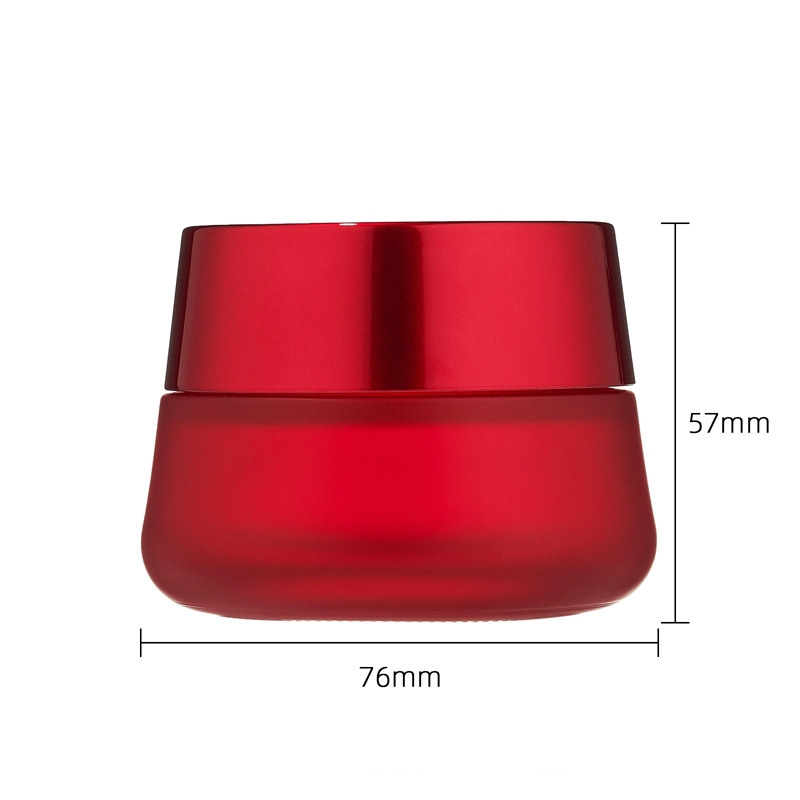 Okrągły kosmetyczny czerwony słoik z kremem Pusty szklany słoik z kremem Okrągły kosmetyczny czerwony słoik z kremem Pusty szklany słoik z kremem