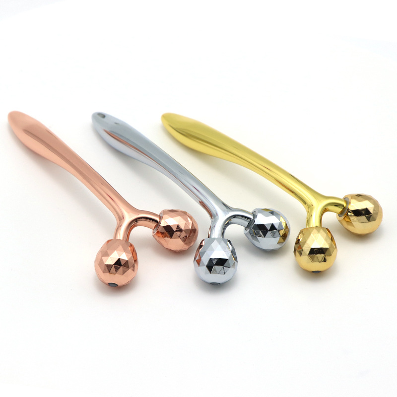 Masaż 3D w kształcie litery Y Ręczny lifting twarzy Anti-Aging Pielęgnacja skóry 24-karatowy złoty metalowy roller do twarzy