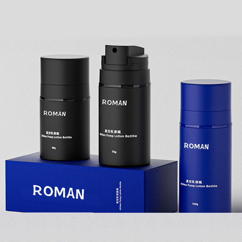 Matowa czarna butelka na balsam 15 ml 30 ml 50 ml 100 ml 120 ml 150 ml Pompka do esencji do pielęgnacji skóry Butelka bezpowietrzna do opakowań kosmetycznych