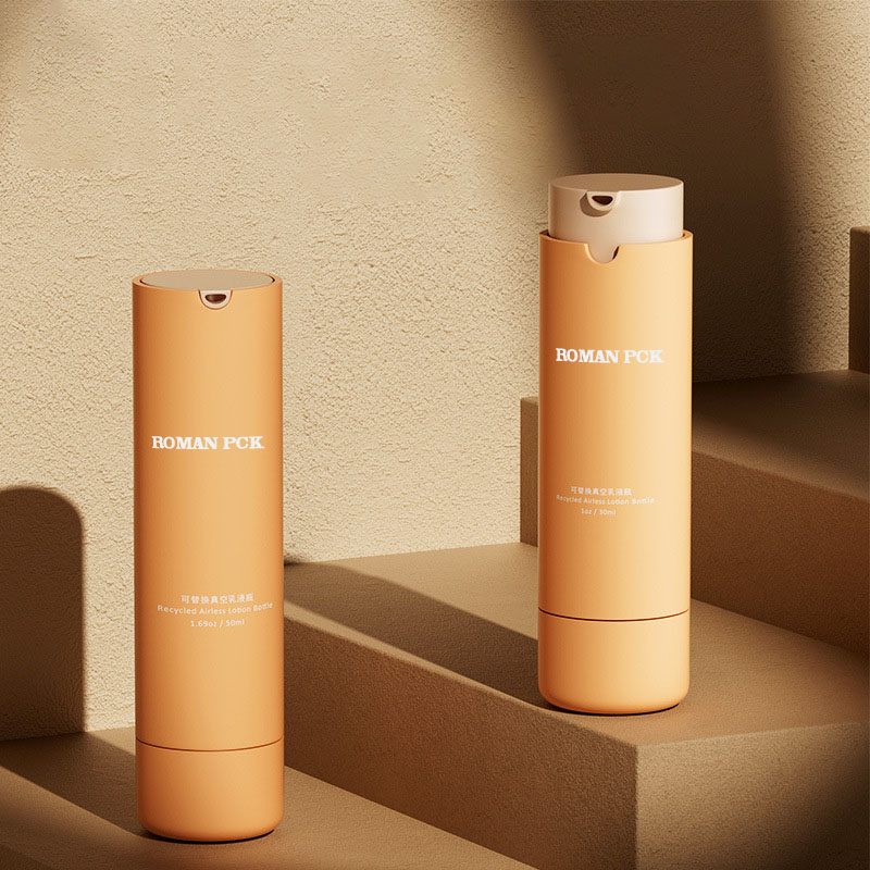 Pomarańczowa 15 ml 30 ml 50 ml plastikowa butelka z pompką bezpowietrzną PP jak kremowy balsam do pielęgnacji skóry opakowanie na serum kosmetyczne