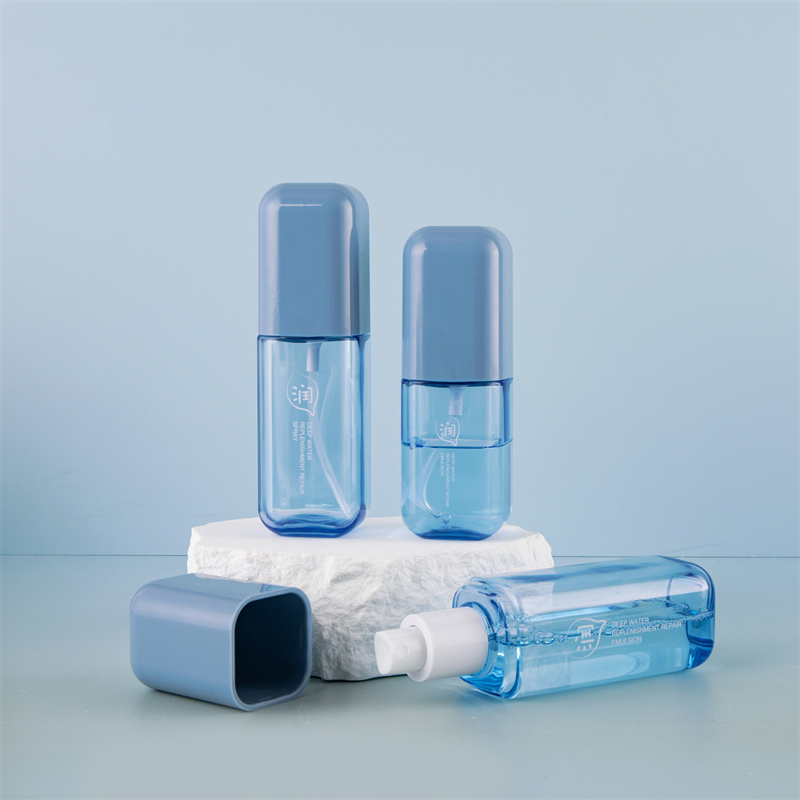 80ml 100ml 120ml Gruba ścianka Plastik PET Niebieski Kosmetyczny spray utrwalający Kojąca butelka nawilżająca
