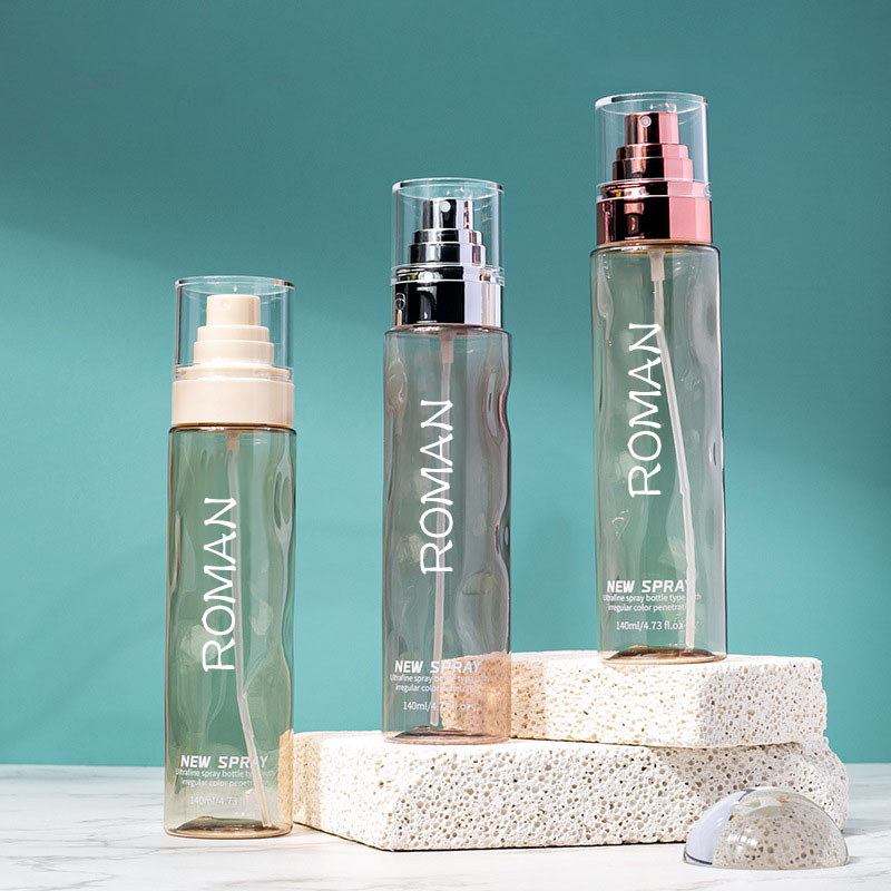 Przezroczyste okrągłe plastikowe butelki z tonerem w sprayu Puste 100 ml 120 ml podkładu balsam do ciała ze złotą srebrną butelką z pompką do serum