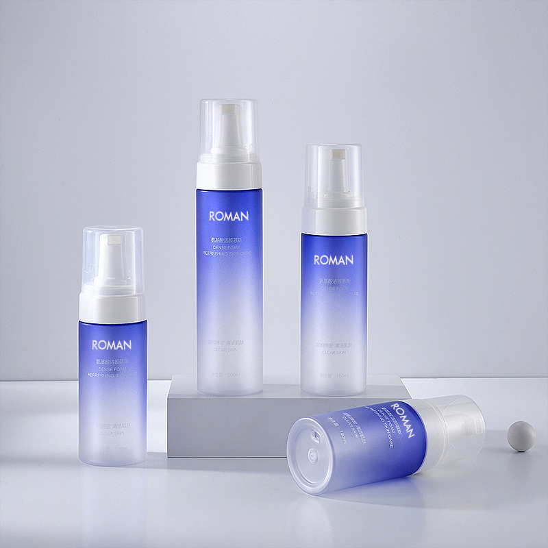 100 ml 120 ml 150 ml 200 ml PET Gradientowy niebieski kolor Pianka Dozownik mydła w płynie Butelka z pompką do spieniania Żel pod prysznic Butelka do mycia rąk Artykuły łazienkowe