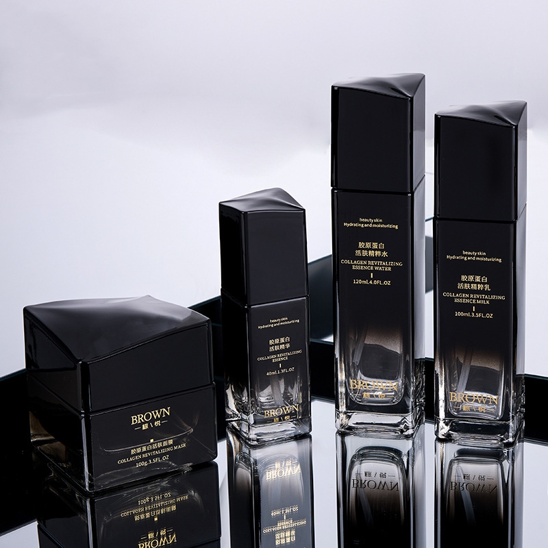 Unikalny kwadratowy szklany słoik z kremem z podwyższoną pokrywką do opakowań kosmetycznych