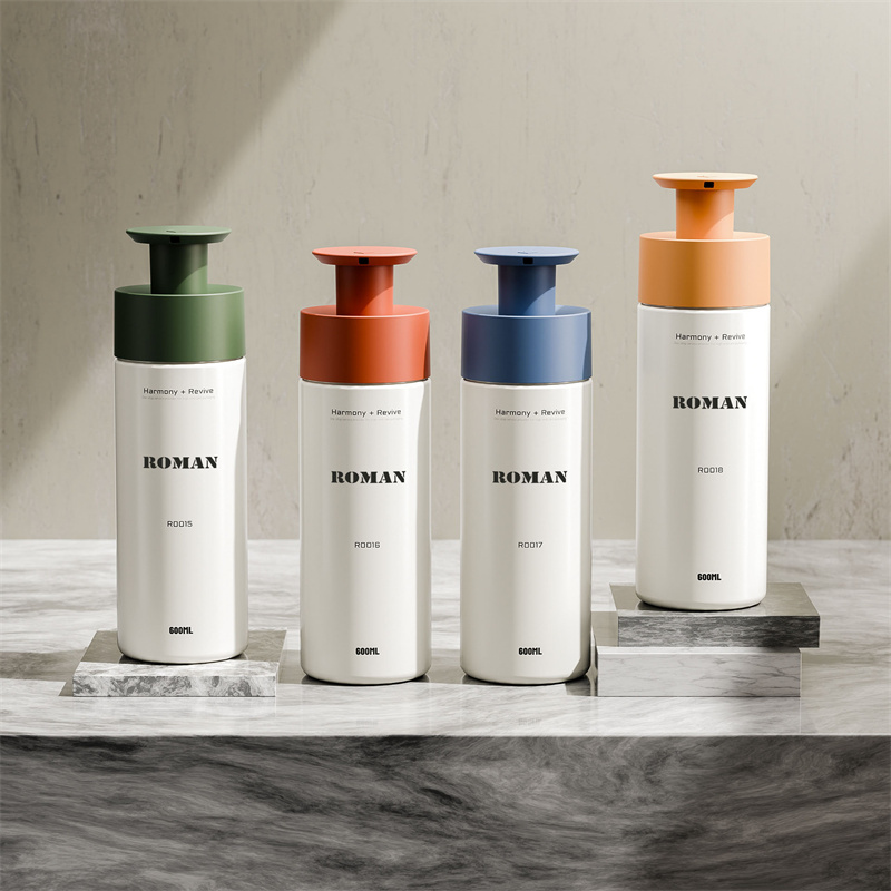 200ml 300ml 400ml 600ml PET plastikowe okrągłe butelki z pompką do szamponu balsam do mycia ciała płynne mydło do rąk opakowanie na żel pod prysznic