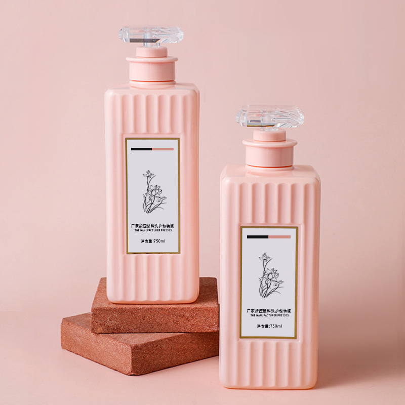 500 ml 750 ml kwadratowa plastikowa butelka z pompką do balsamu dla zwierząt z powierzchnią w kształcie paska na szampon i odżywkę do olejków do włosów pojemnik na kosmetyki