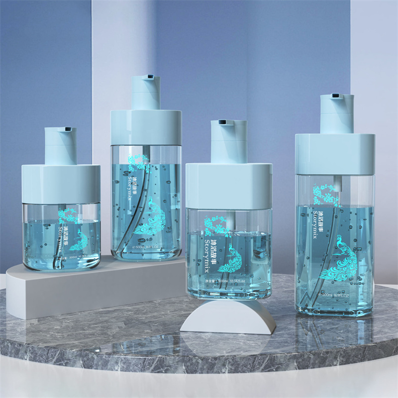 Luksusowe 300 ml 500 ml owalne butelki do mycia ciała z pompką do mycia ciała dla dorosłych dzieci nawilżający żel pod prysznic balsam wybielający bańka zawiera aminokwasy