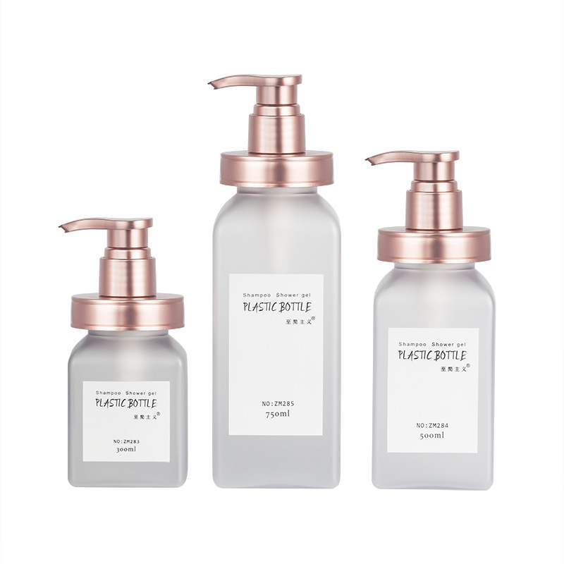 300 ml 500 ml 700 ml Luksusowe opakowanie kosmetyczne Matowa miękka powierzchnia Dotykowy wyciśnięty balsam do ciała Mycie Hotelowe butelki na szampon z pompką ze złotej róży 300 ml 500 ml 700 ml Luksusowe opakowanie kosmetyczne Matowa miękka powierzchnia Dotykowy wyciśnięty balsam do ciała Mycie Hotelowe butelki na szampon z pompką ze złotej róży