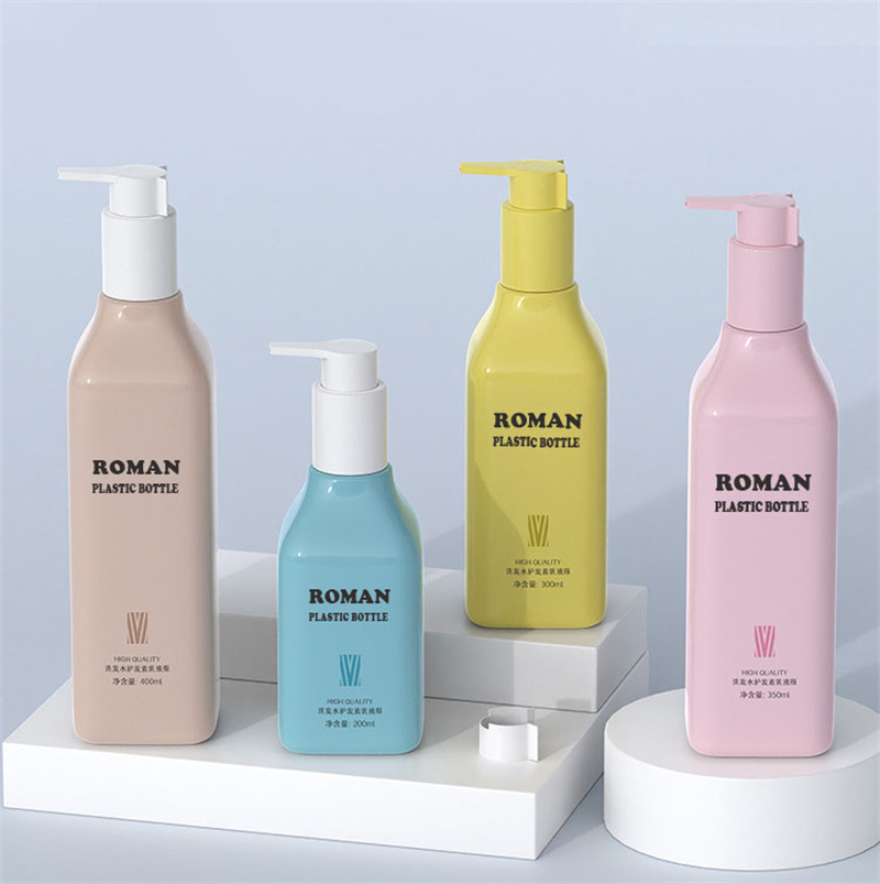 Luksusowe kolorowe butelki na olejek do ciała z pompką Plastikowa owalna butelka kosmetyczna PET z pompką z bocznym zamkiem do szamponu w płynie 200 ml 300 ml 400 ml Luksusowe kolorowe butelki na olejek do ciała z pompką Plastikowa owalna butelka kosmetyczna PET z pompką z bocznym zamkiem do szamponu w płynie 200 ml 300 ml 400 ml