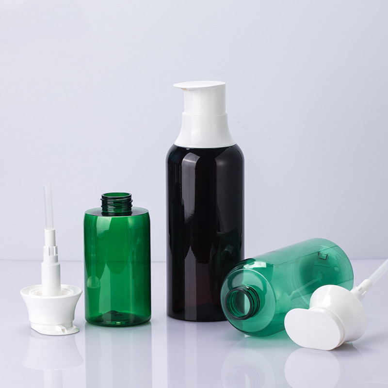 Unikalny zielony 300 ml 500 ml 650 ml PET nowy kształt balsam do ciała krem pusta butelka okrągła butelka na szampon na ramię z uszczelką pompki do pielęgnacji skóry Unikalny zielony 300 ml 500 ml 650 ml PET nowy kształt balsam do ciała krem pusta butelka okrągła butelka na szampon na ramię z uszczelką pompki do pielęgnacji skóry